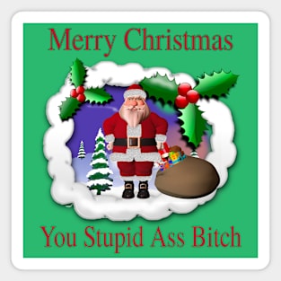 Merry Christmas You Stupid A$$ B ! T C H - Funny Ugly Christmas Sweater Magnet